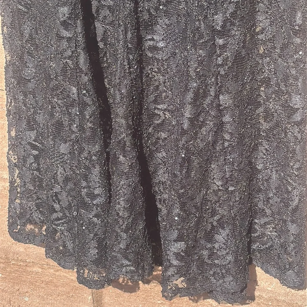 Alexa B Lace Mesh Maxi Dress Sequins V-neck Witchy Whimsigoth Goth Fairy Sz 14 - Picture 8 of 11